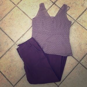 Ann Taylor capris, size 4, purple + bonus shirt